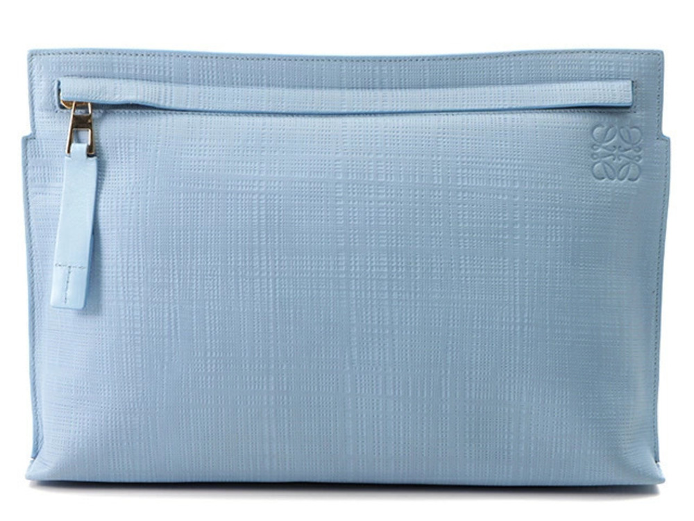 Loewe T Pouch Clutch Bag Leather Blue
